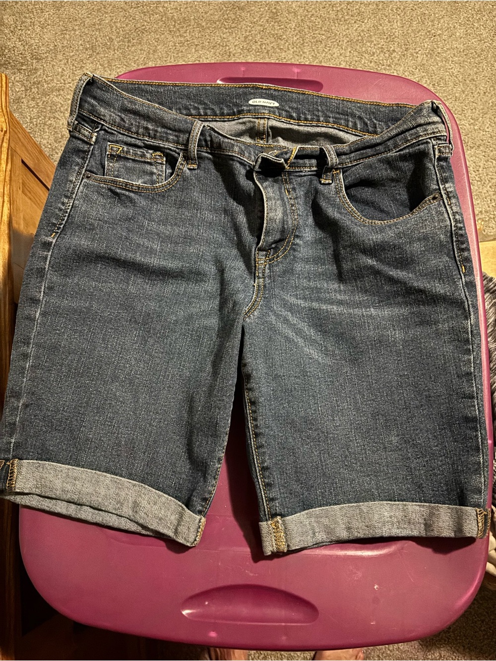 adidas Dark Blue Denim Bermuda Shorts for Women